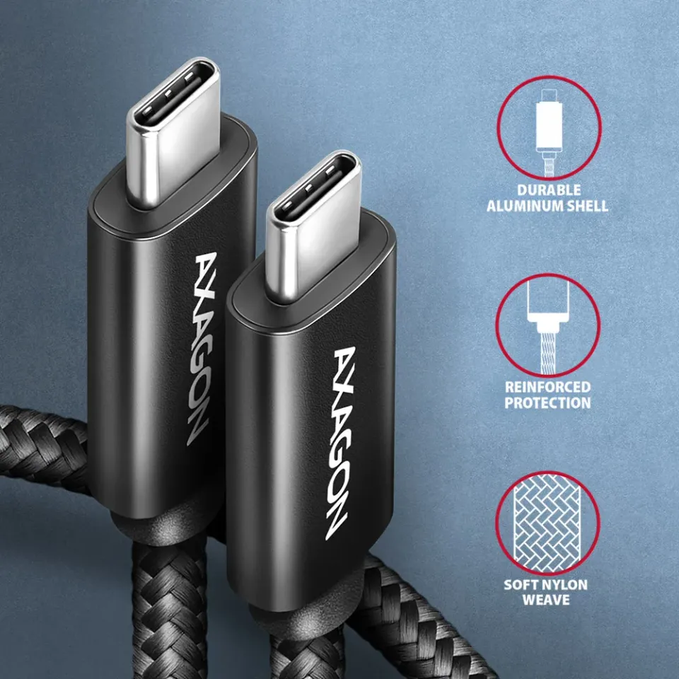 AXAGON BUCM2-CM25AB, CHARGE kabel USB-C <-> USB-C, 2,5m, Hi-Speed USB, PD 240W 5