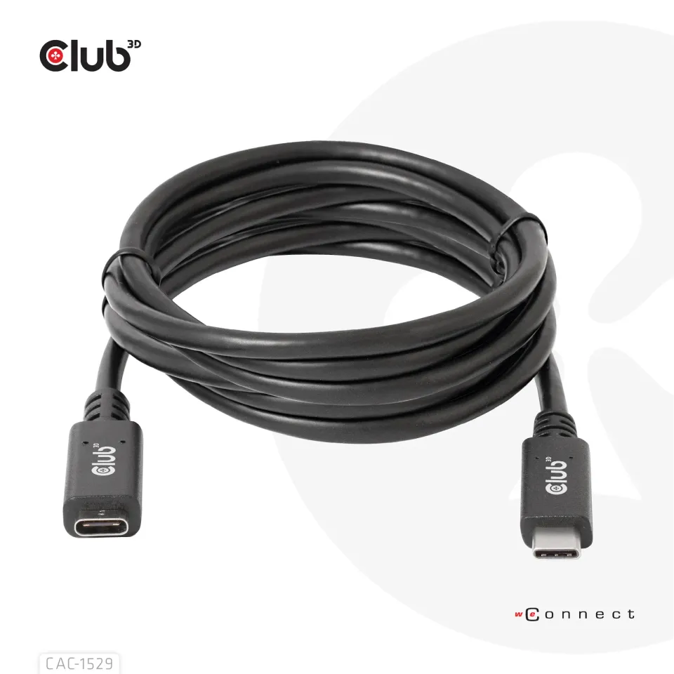 Club3D Prodlužovací kabel USB-C, 5Gbps 60W(20V/3A), 4K 60Hz (M/F), 2m