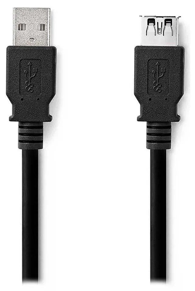 NEDIS prodlužovací kabel USB 3.2 Gen 1/ zástrčka USB-A - zásuvka USB-A/ 5 Gbps/ kulatý/ černý/ bulk/ 1m