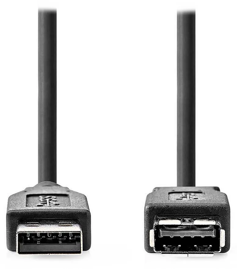 NEDIS prodlužovací kabel USB 3.2 Gen 1/ zástrčka USB-A - zásuvka USB-A/ 5 Gbps/ kulatý/ černý/ bulk/ 1m