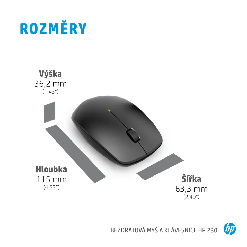 HP 230 Wireless Keyboard & Mouse Cz / Sk combo - bezdrátová klávesnice a myš