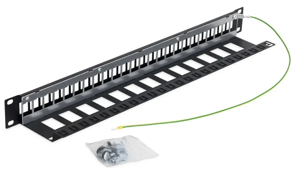 Triton 19' modulární patch panel 1U pro max. 24ks keystone,otvor 14,8x17,5mm , šedý