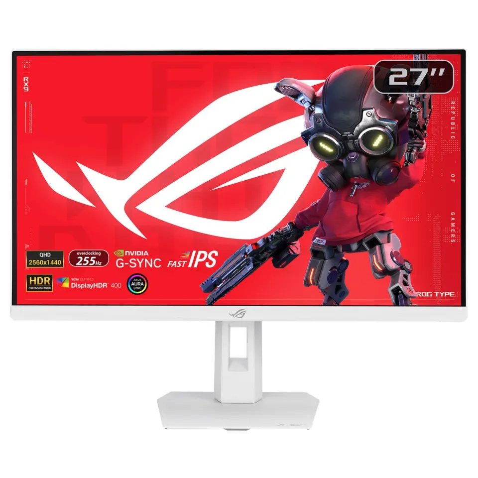 ASUS LCD 27" XG27ACMES-W ROG Strix, 2560x1440, 350nits, 255Hz, 1ms, HDR10, VESA, DP, HDMI, USB-C, White