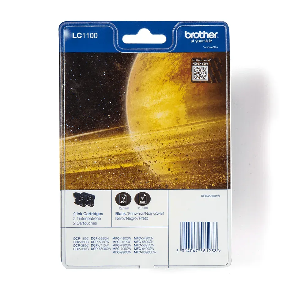 BROTHER inkoustová náplň LC-1100 BKBP2/ multipack/ 2x černá