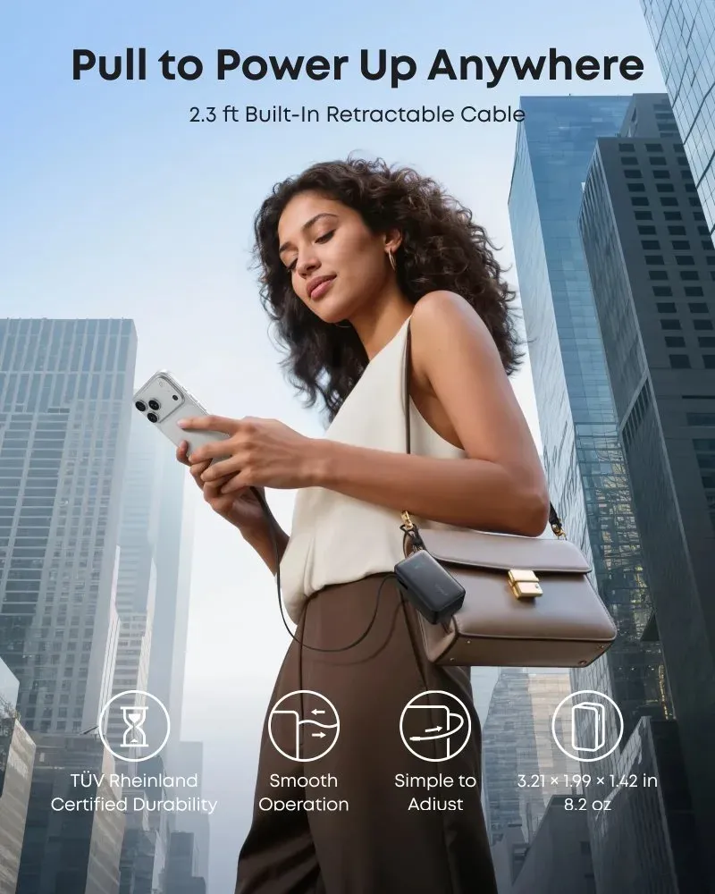 Anker Nano Powerbanka/10000mAh/ 45W/ integrovaný USB-C kabel/ černá