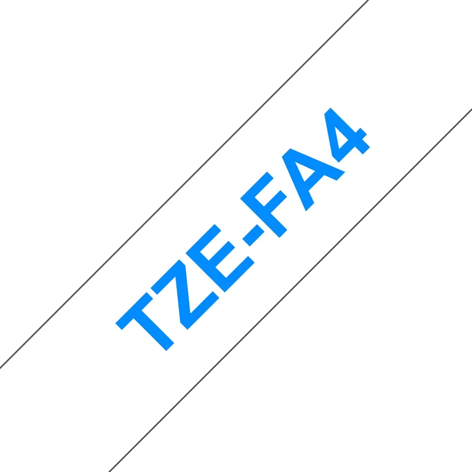 Brother - TZe-FA4, bílá / modrá (18mm, zažehlovací páska, 3m)