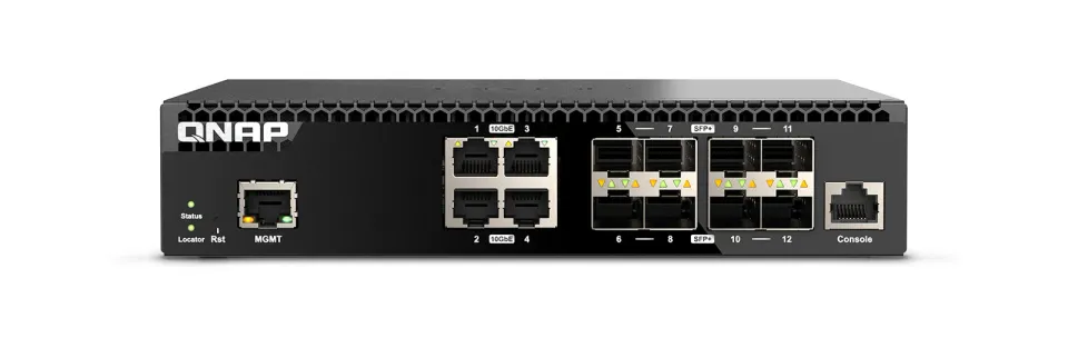 QNAP řízený switch QSW-M3212R-8S4T (4x 10GbE porty + 8x 10G SFP+ porty, poloviční šířka)