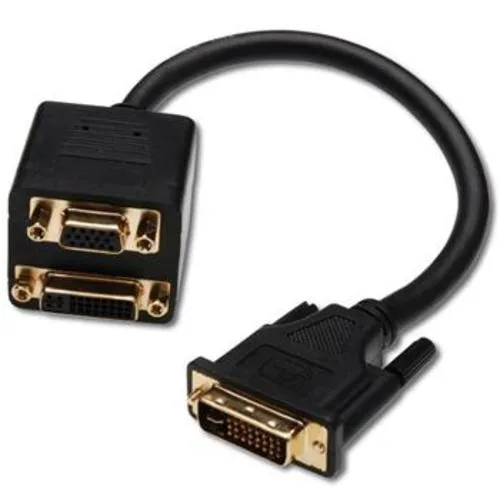 REDUKCE DVI-I (M) na 1x DVI- I (F) + 1x VGA FD15HD (F) rozbočovací adaptér