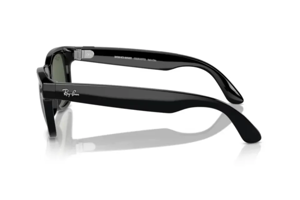 Meta Ray-Ban Gen1 Wayfarer, Shiny Black, G15 Green LARGE
