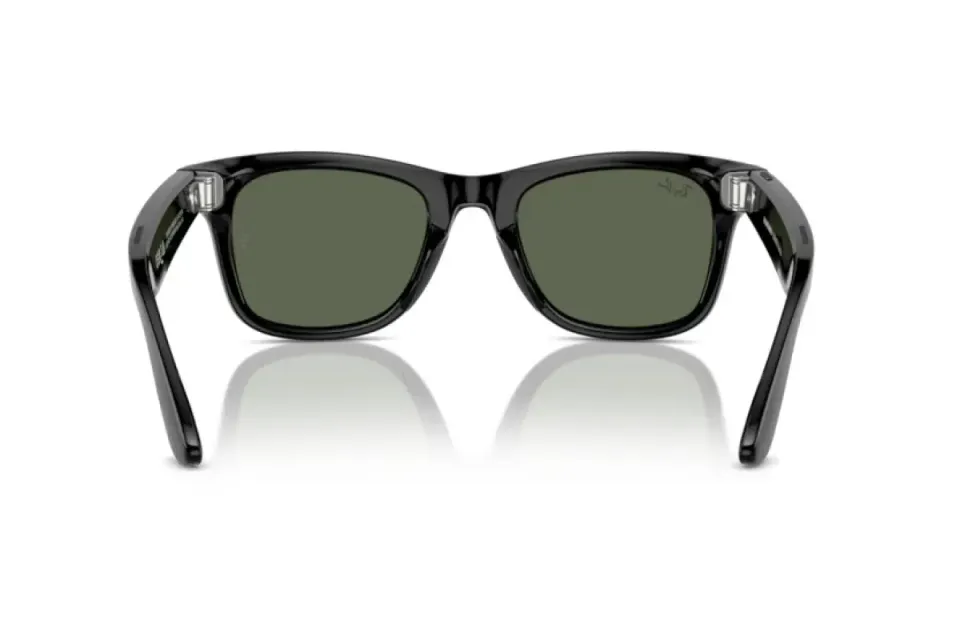 Meta Ray-Ban Gen1 Wayfarer, Shiny Black, G15 Green LARGE