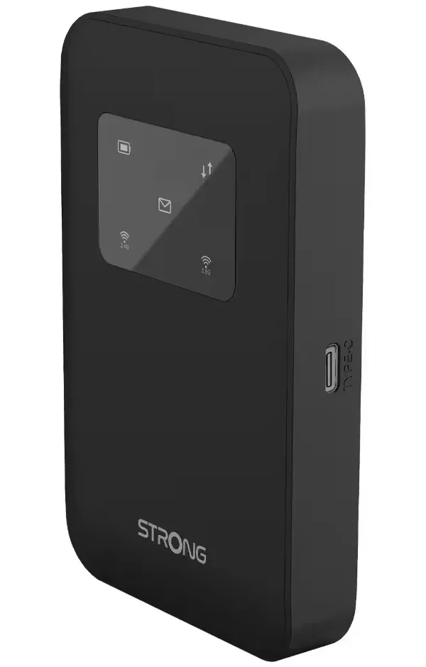 STRONG 4G+ MIFI 900/ data 300Mbps/ Wi-Fi 1200Mbps/ baterie 2500mAh/ WPA3/ micro SIM/ USB-C/ bez displeje/ černý