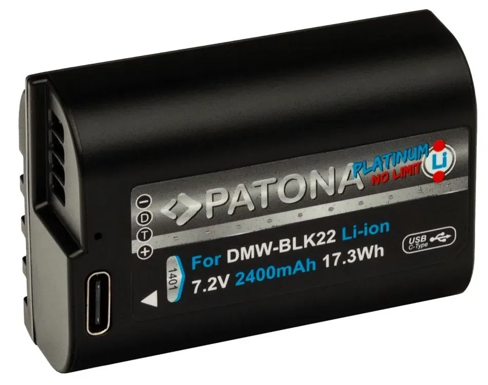 PATONA baterie pro foto Panasonic DMW-BLK22 2400mAh Li-Ion Platinum USB-C nabíjení