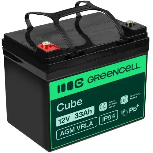 Green Cell AGM VRLA 12V 33Ah maintenance-free battery for mower, scooter, boat,