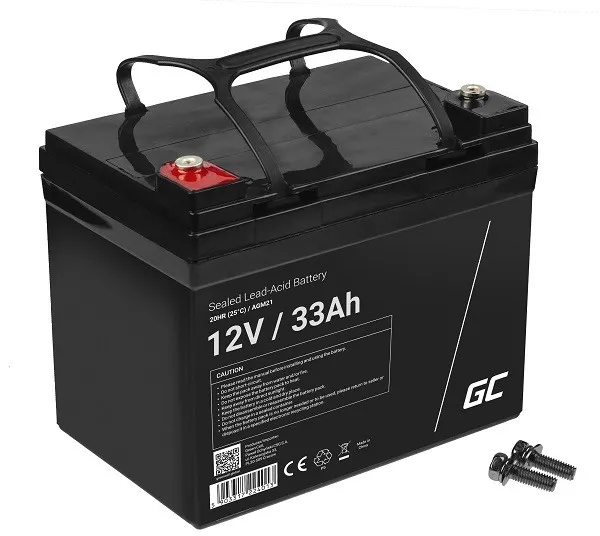 Green Cell AGM VRLA 12V 33Ah maintenance-free battery for mower, scooter, boat,