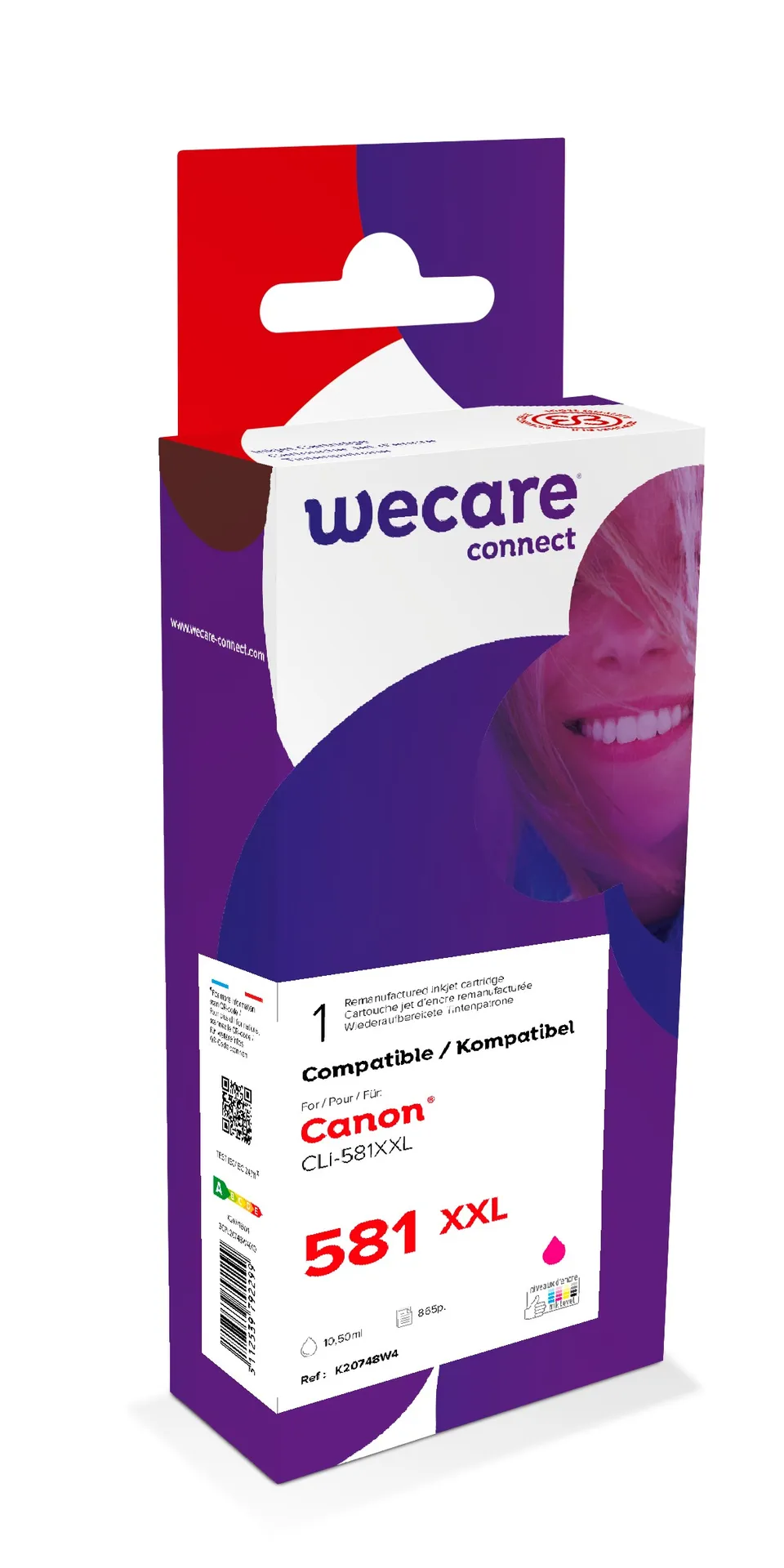 WECARE ARMOR ink kompatibilní s CANON CLi-581XXLM,červená/magenta