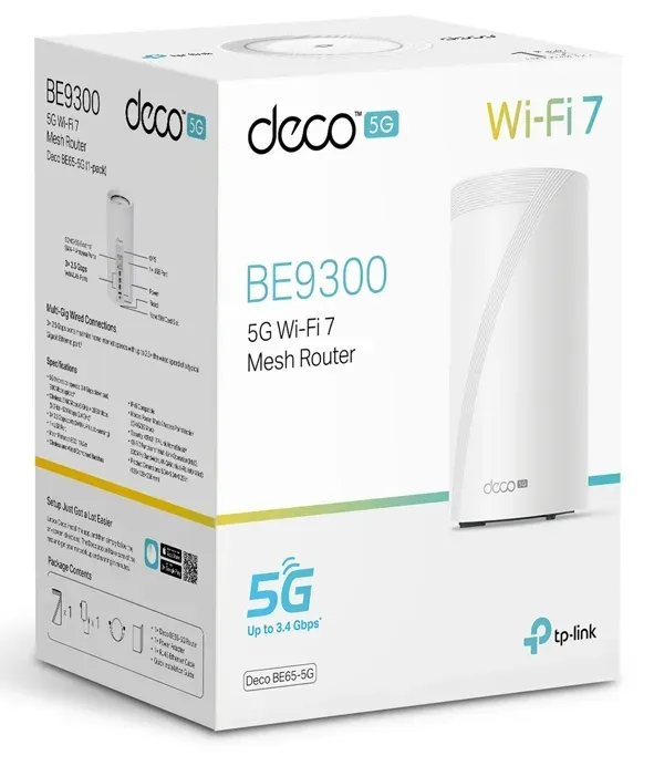 TP-Link Deco BE65-5G(1-pack) - BE9300, Wi-Fi 7, 5G modem a Router, 1x 10GLAN, 3×