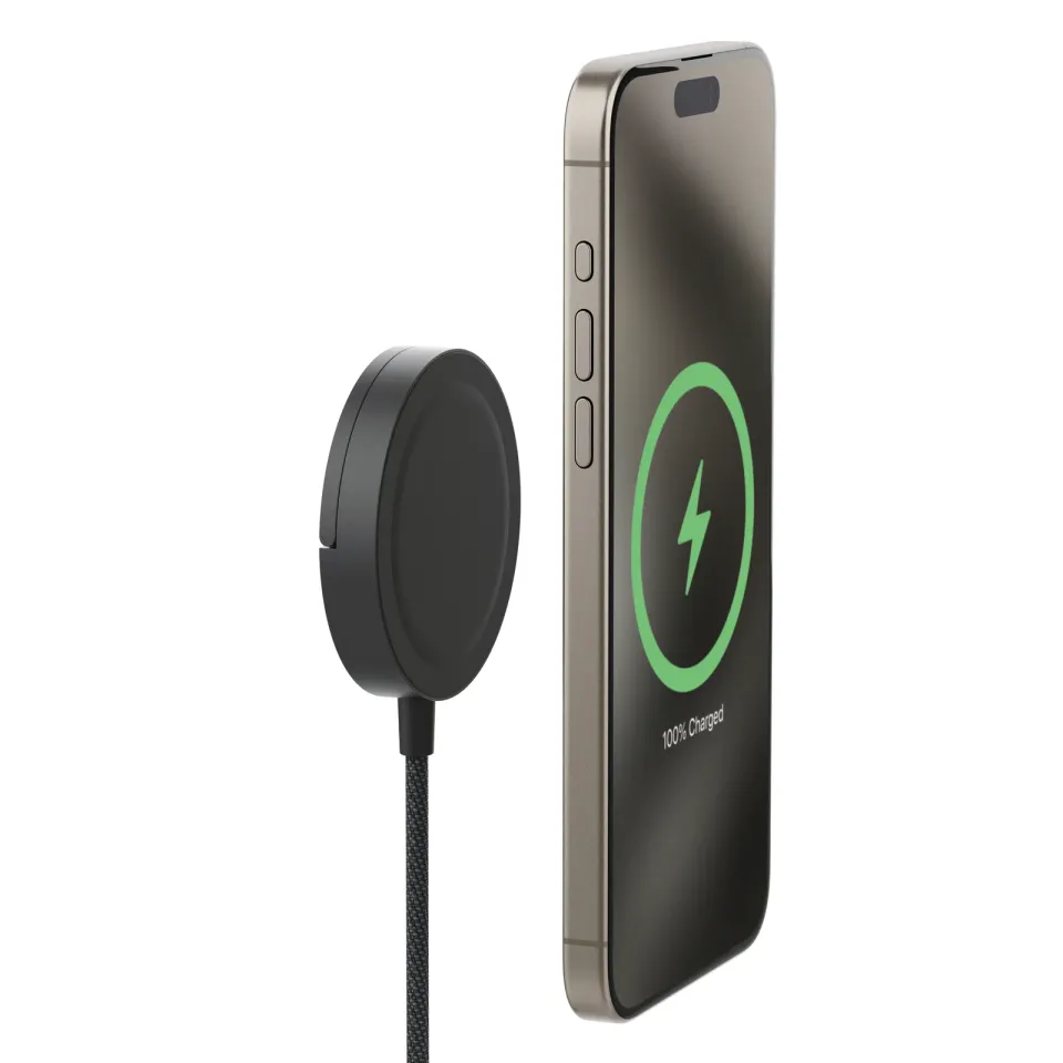 Qi2 magnetic charger with kickstand - black