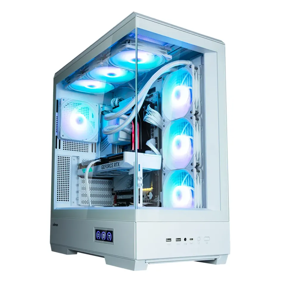 Zalman skříň P50 DS / Middle Tower / 4x120mm ARGB fan / 2x USB 3.0 / USB-C / panoramatická / bílá