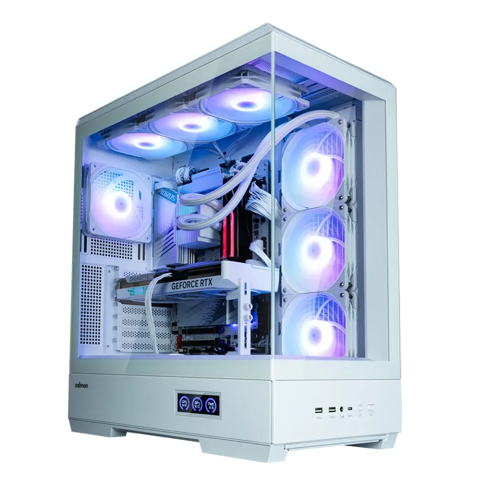 Zalman skříň P50 DS / Middle Tower / 4x120mm ARGB fan / 2x USB 3.0 / USB-C / panoramatická / bílá