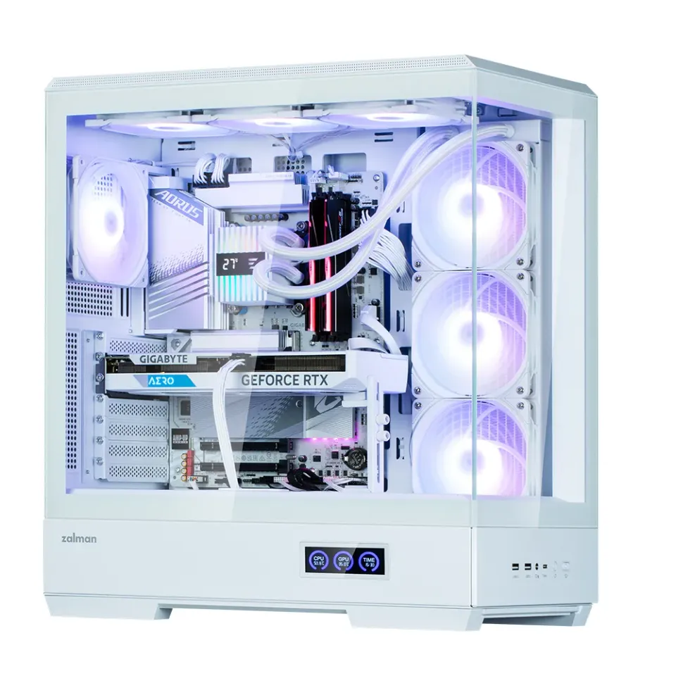 Zalman skříň P50 DS / Middle Tower / 4x120mm ARGB fan / 2x USB 3.0 / USB-C / panoramatická / bílá