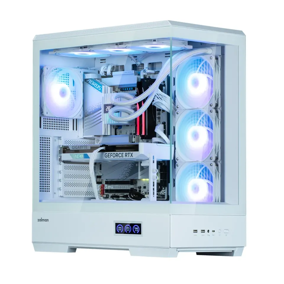 Zalman skříň P50 DS / Middle Tower / 4x120mm ARGB fan / 2x USB 3.0 / USB-C / panoramatická / bílá