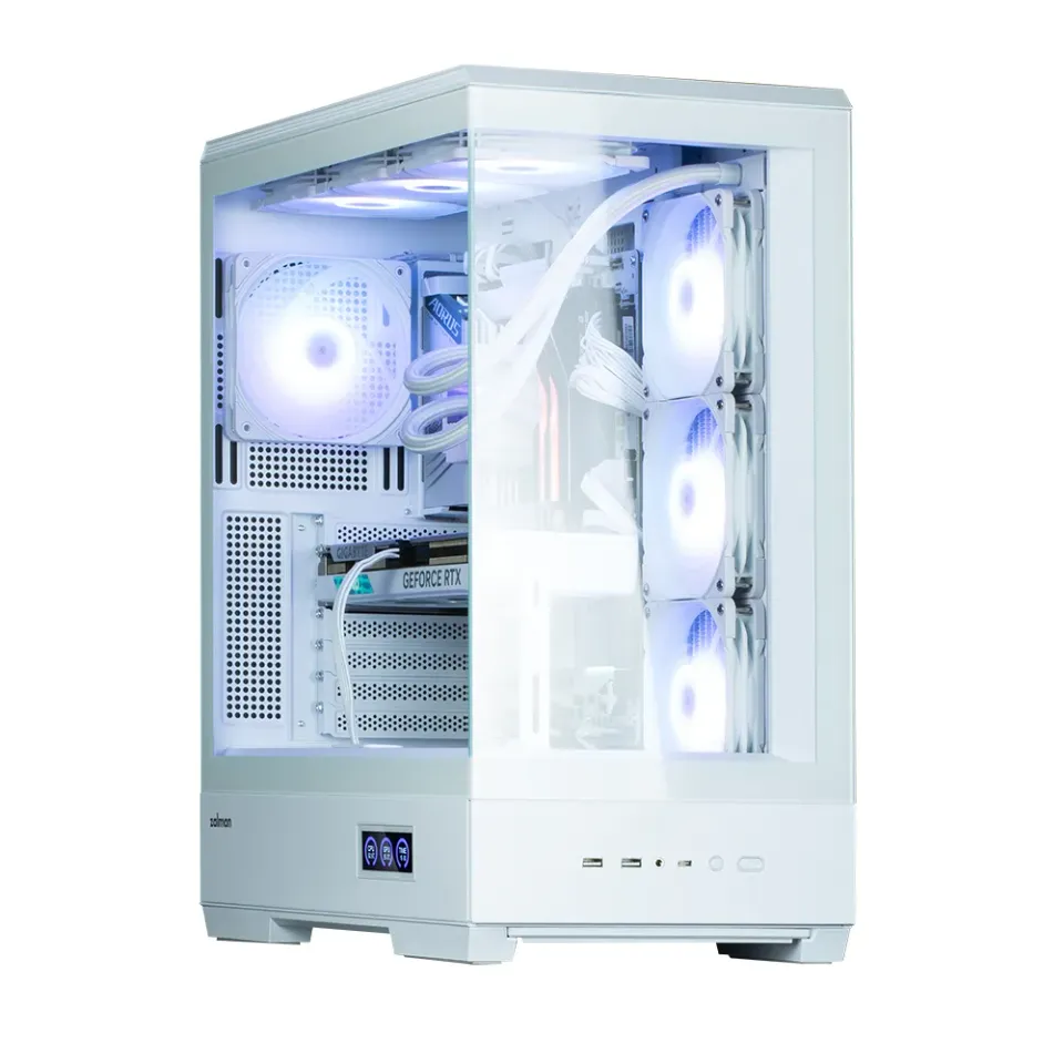 Zalman skříň P50 DS / Middle Tower / 4x120mm ARGB fan / 2x USB 3.0 / USB-C / panoramatická / bílá