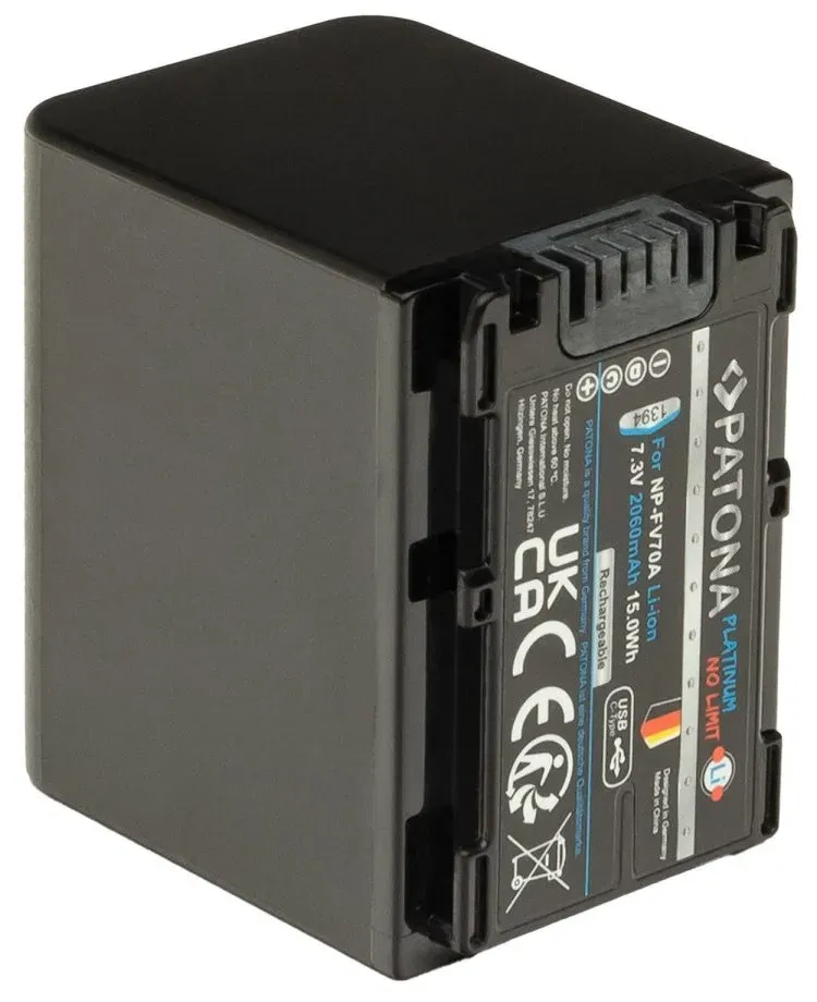 PATONA baterie pro foto Sony NP-FV70A 2060mAh Li-Ion Platinum USB-C nabíjení