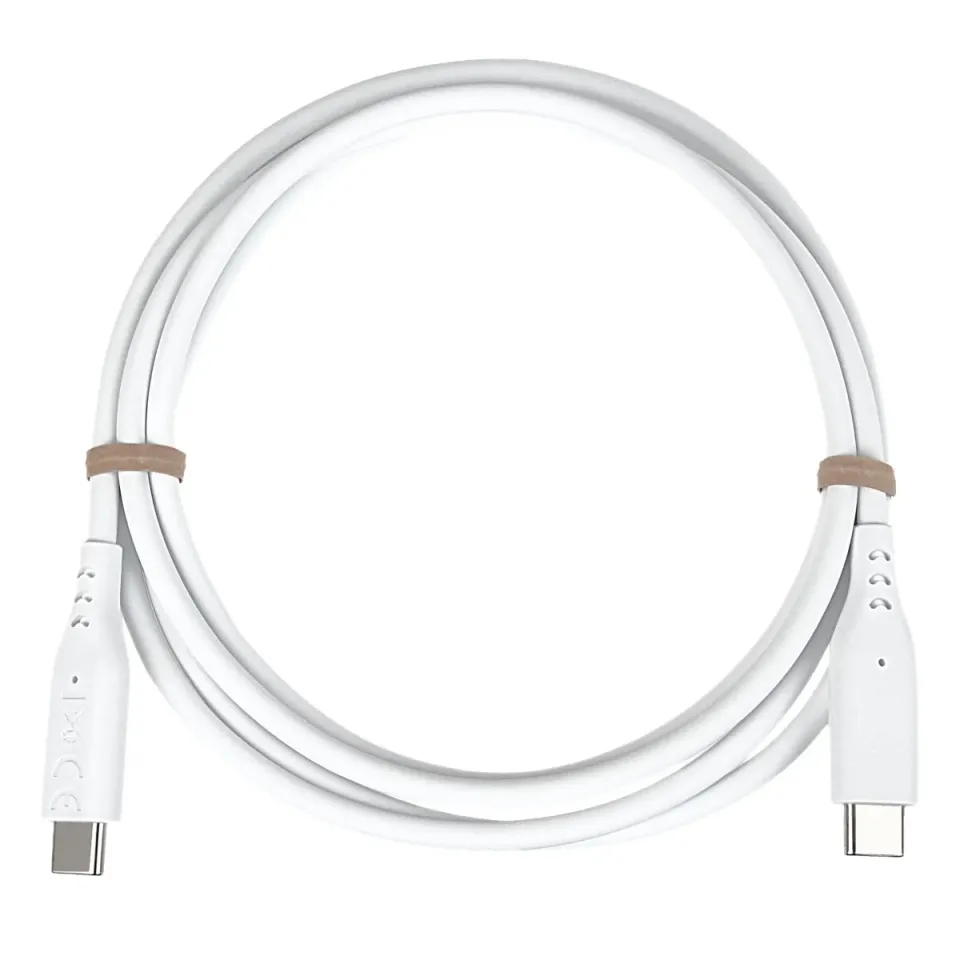 PremiumCord Silikonový kabel s konektory USB-C 60W 480Mbps bílý extra měkký 1,5m