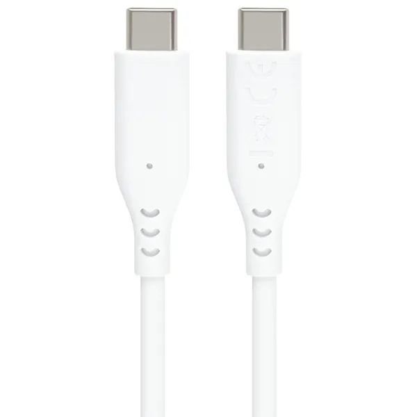 PremiumCord Silikonový kabel s konektory USB-C 60W 480Mbps bílý extra měkký 1,5m