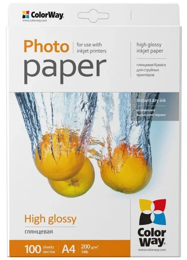 COLORWAY fotopapír/ high glossy 200g/m2, A4/ 100 kusů