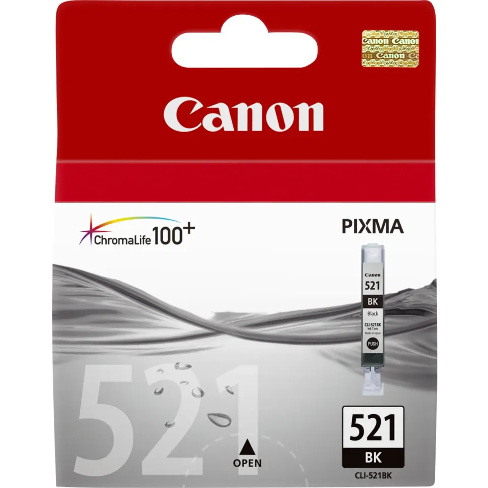 CANON CLI-521BK originální náplň černá (pro MP540/550/560/620/630/980/iP3600/4600, photo black)