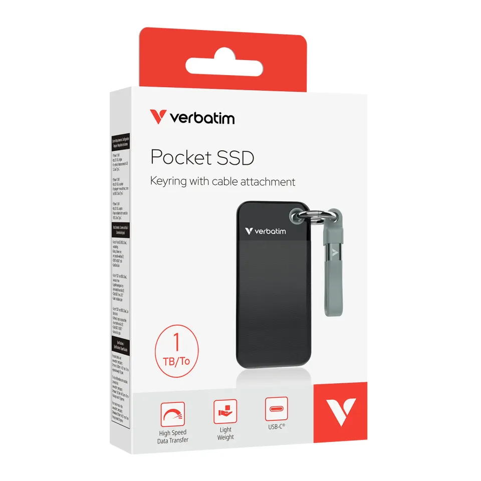 VERBATIM Pocket SSD 1TB, USB-C 3.2 Gen 2, černá/šedá