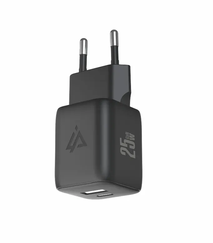 GaN SÍŤOVÁ NABÍJEČKA 25W (USB-C + USB-A) ČERNÁ