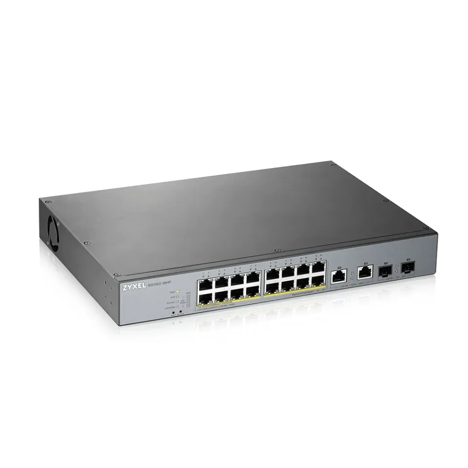 Zyxel GS1350-18HP 18 Port smart managed CCTV PoE switch, long range, 250W, 16x GbE, 2x combo RJ45/SFP