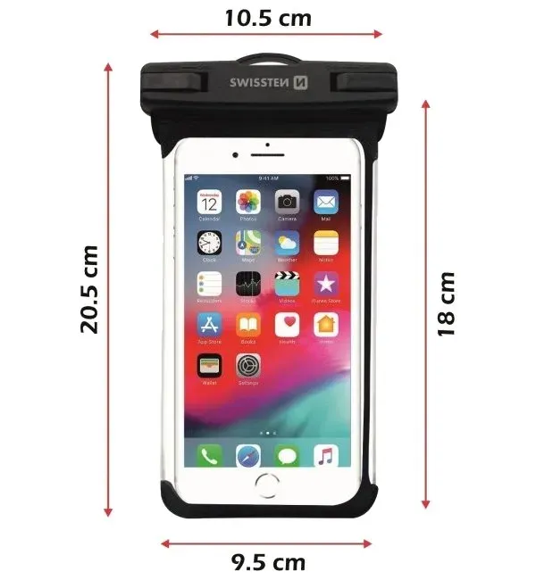 Swissten vodotěsné pouzdro waterproof černé