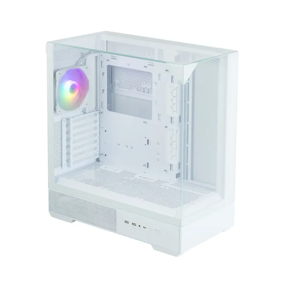 Zalman skříň P40 Prism / miniIT / 120mm ARGB fan / 2xUSB 3.0 / USB-C / panoramatická / bílá