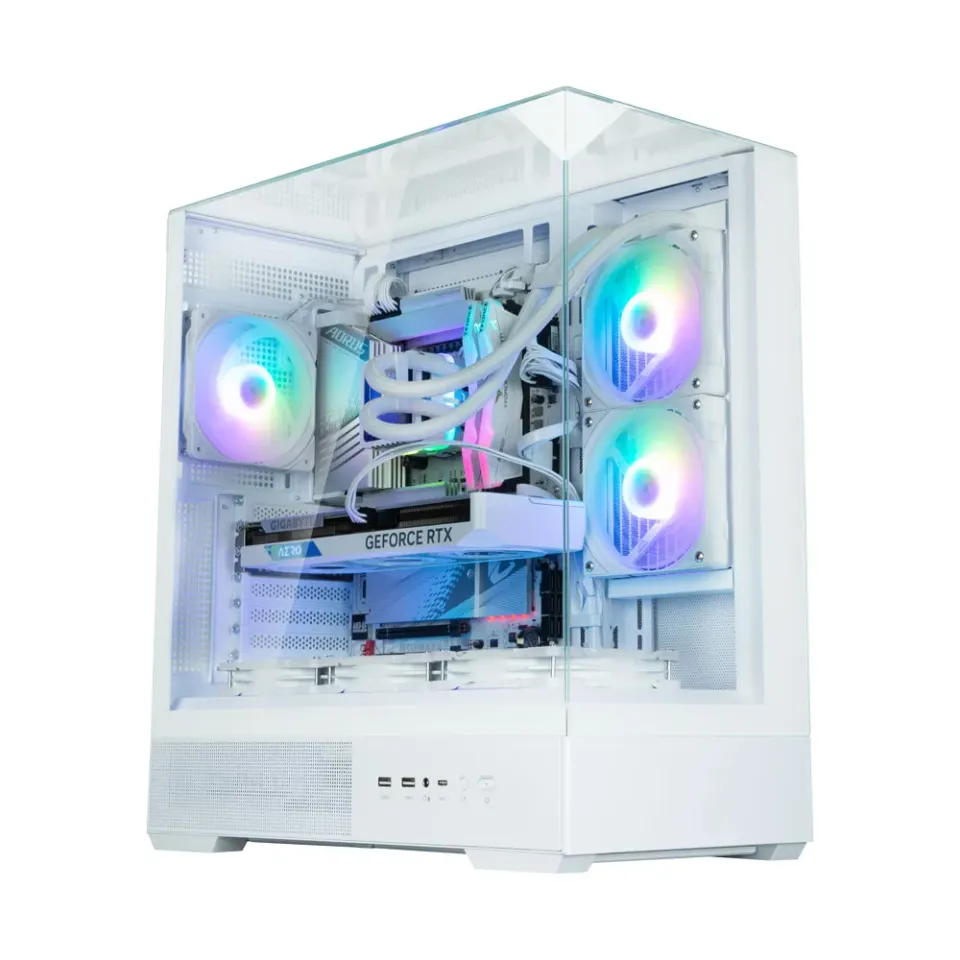 Zalman skříň P40 Prism / miniIT / 120mm ARGB fan / 2xUSB 3.0 / USB-C / panoramatická / bílá