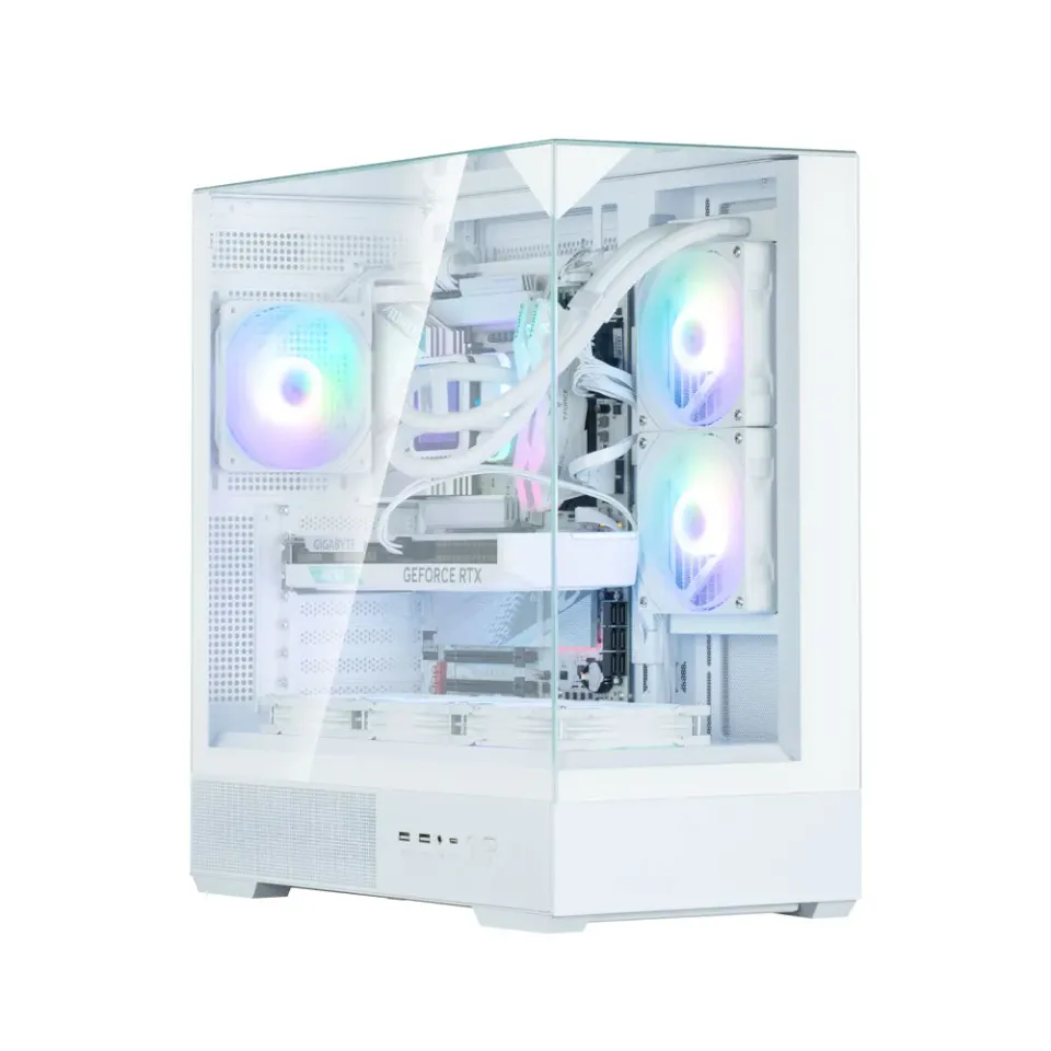 Zalman skříň P40 Prism / miniIT / 120mm ARGB fan / 2xUSB 3.0 / USB-C / panoramatická / bílá