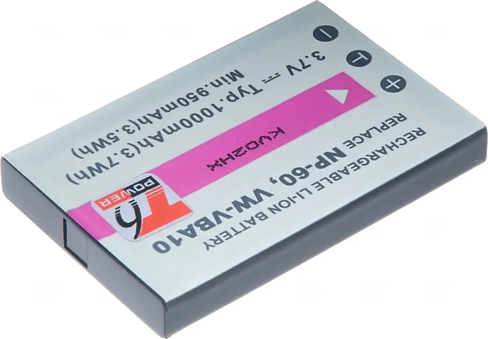 Baterie T6 Power NP-60, KLIC-5000, NP-30, LI-20B, A1812A, L1812A, L1812B, 1000mAh, 3,7Wh