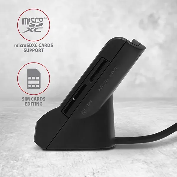 AXAGON CRE-SM2, USB externí čtečka 4-slot Smart card/ID card (eObčanka) + SD/mic