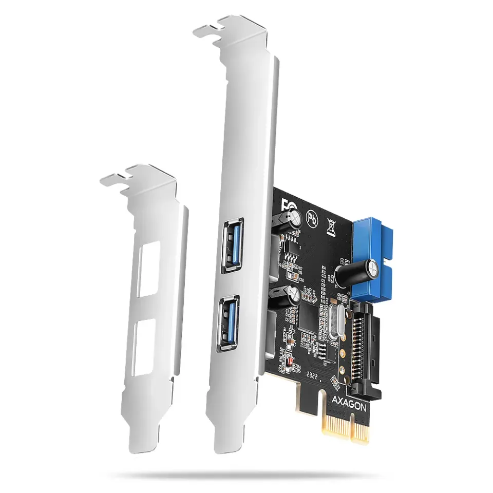 AXAGON PCEU-232RS, PCIe řadič, 2+2x USB 5Gbps port, SATA napájení, Renesas PD720