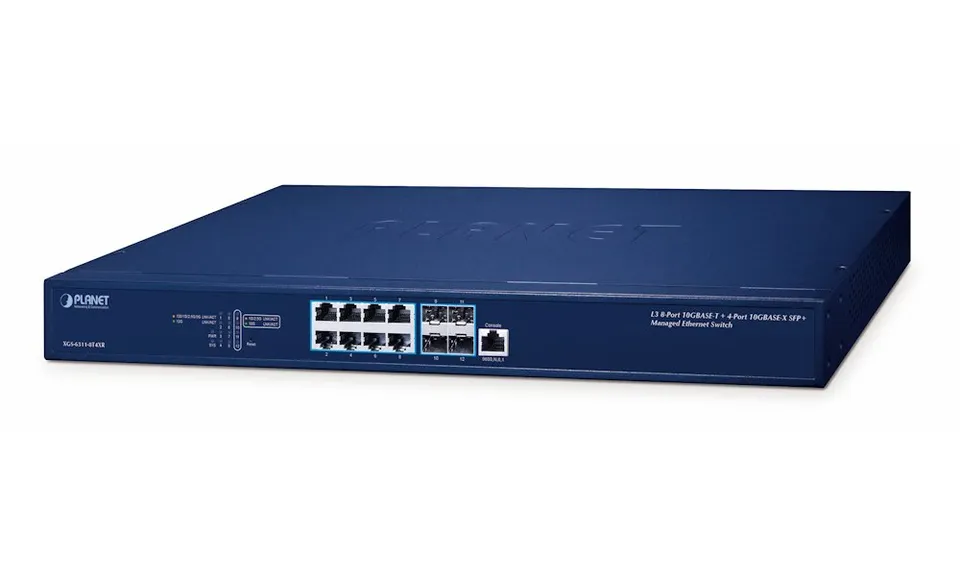 Planet XGS-6311-8T4XR L3 managed switch, 8x10Gb, 4x10Gb SFP+, QoS, NMS, 2x power-in, RING