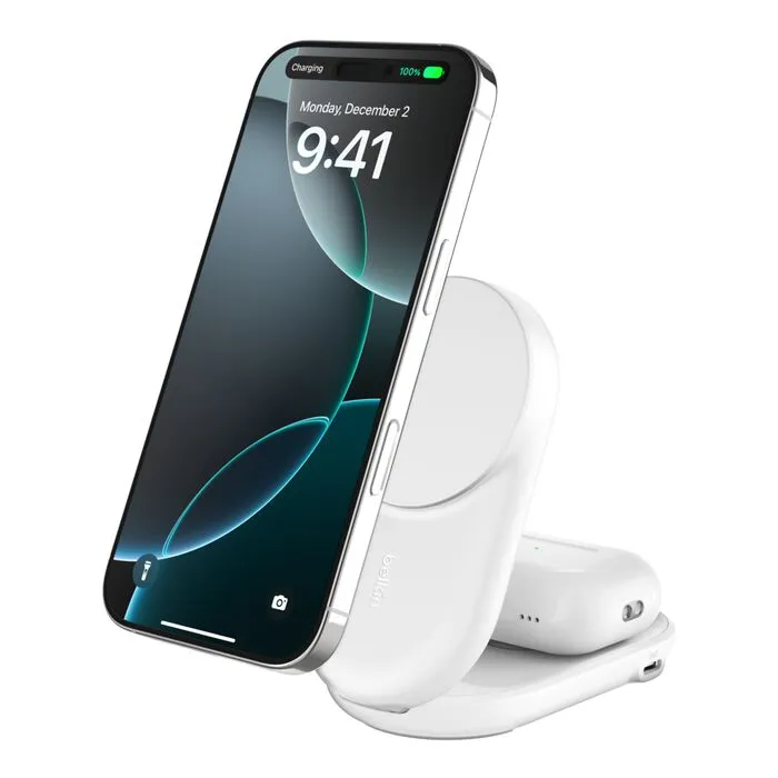 Belkin UltraCharge Qi2 25W 2v1 Magnetická nabíječka pro iPhone/AirPods, s USB-C, (WIZ039kqWH)