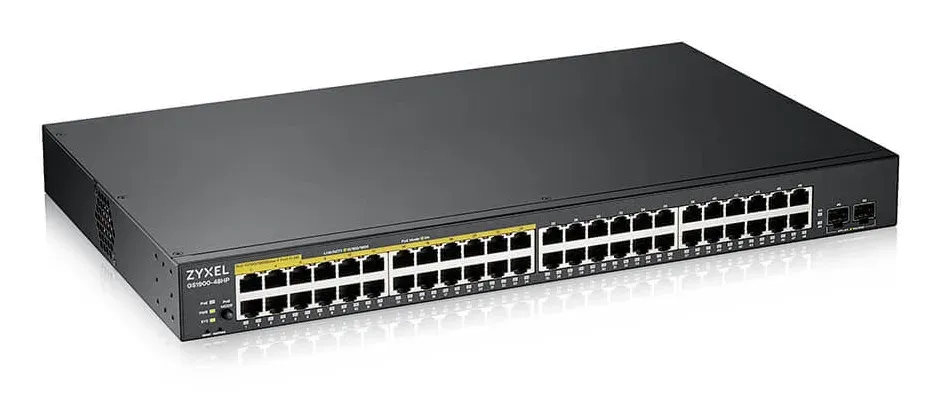 Zyxel GS1900-48HP v2 50-port Gigabit Web Smart PoE switch, 48x gigabit RJ45 (z toho 24x PoE), 2x SFP, PoE budget 170W