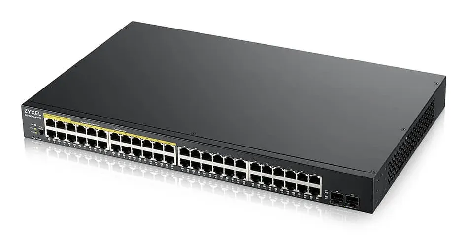 Zyxel GS1900-48HP v2 50-port Gigabit Web Smart PoE switch, 48x gigabit RJ45 (z toho 24x PoE), 2x SFP, PoE budget 170W