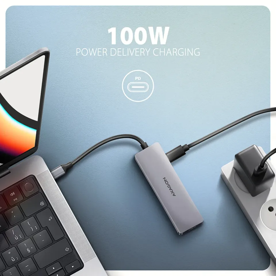 AXAGON HMC-5H60, USB 5Gbps hub, porty 2x USB-A, 1x USB-C, HDMI 4k/60, PD 100W, k