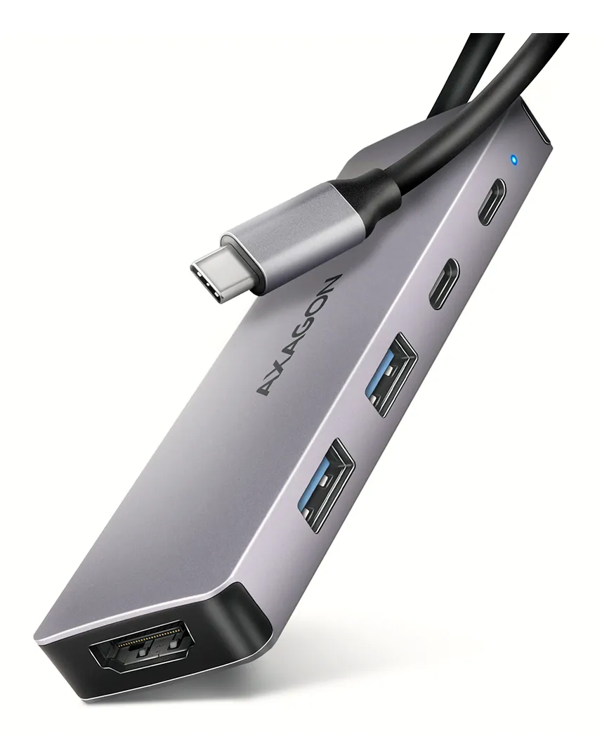 AXAGON HMC-5H60, USB 5Gbps hub, porty 2x USB-A, 1x USB-C, HDMI 4k/60, PD 100W, k