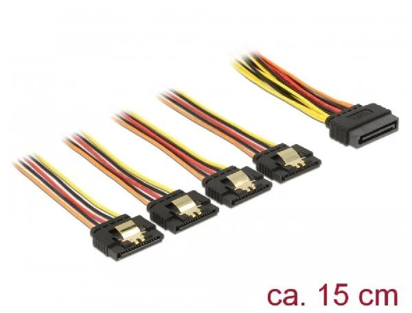 Delock Kabel SATA 15 pin napájecí samec s aretací > SATA 15 pin napájecí samice