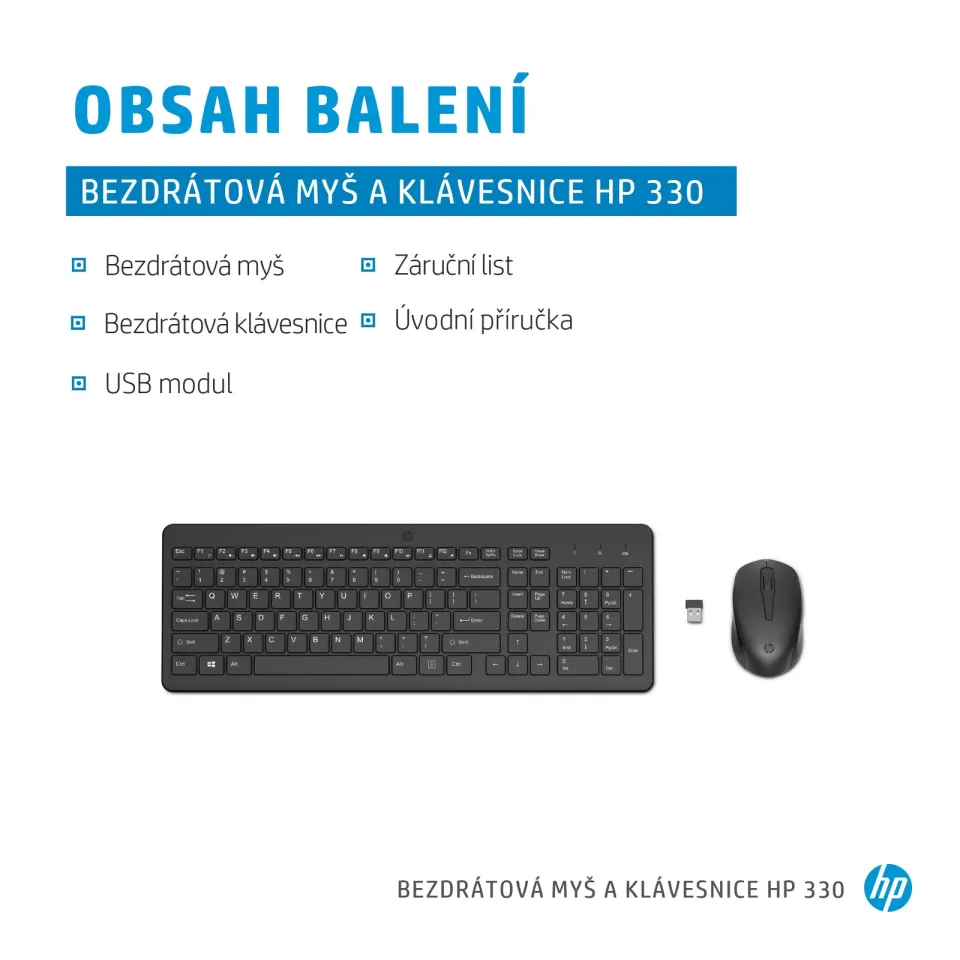 HP Bezdrátová klávesnice a myš HP 330