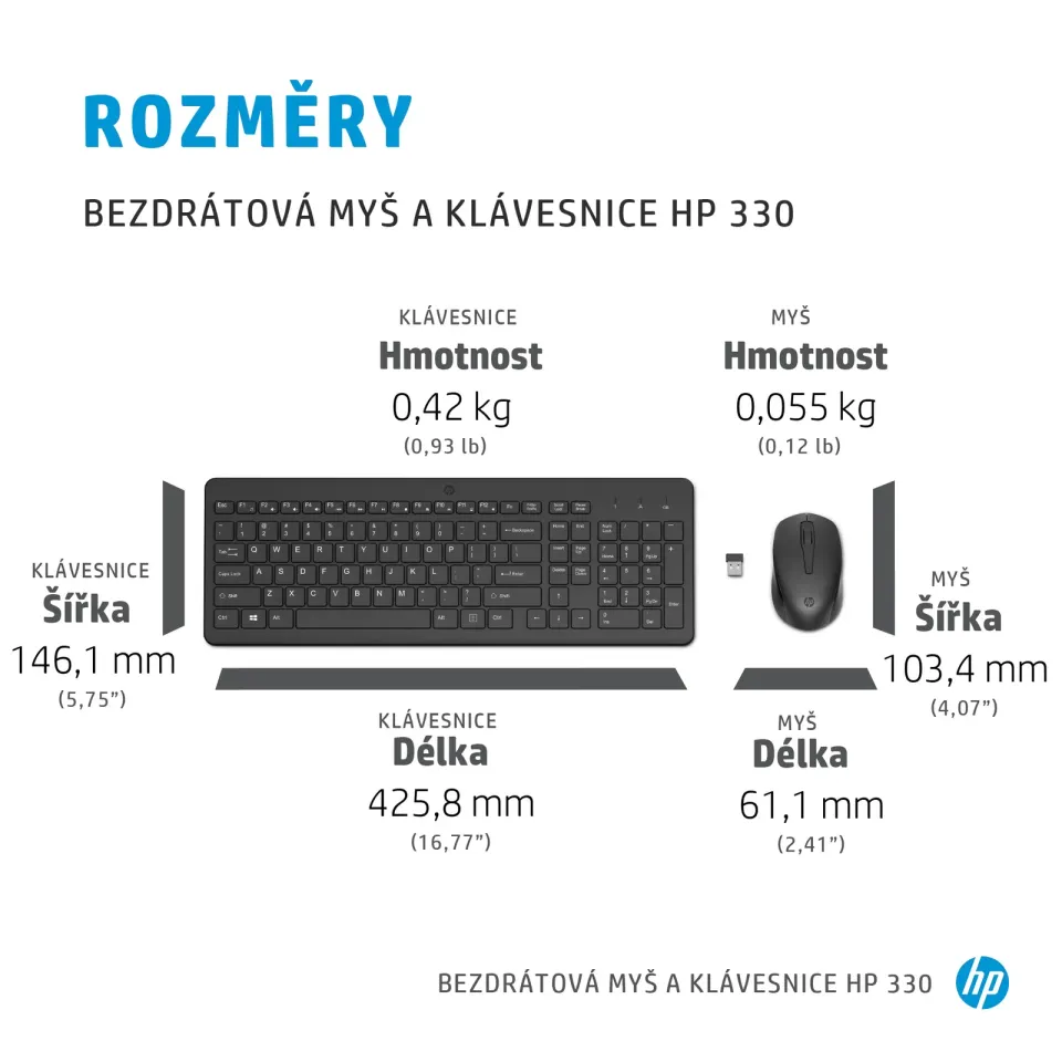 HP Bezdrátová klávesnice a myš HP 330